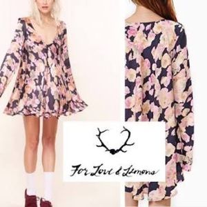 For Love Lemons Dress Day Tripper Black Bell Sleeve Flared USA